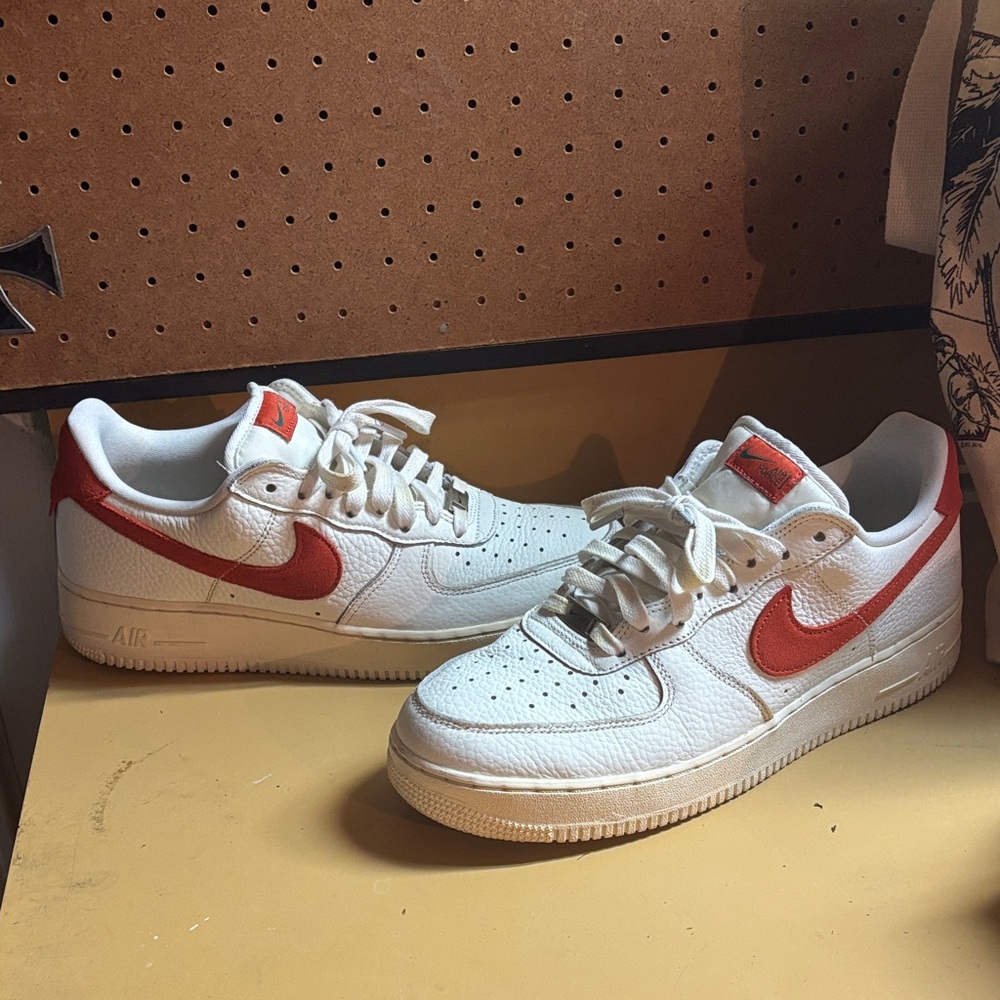 Nike White and Red Men's Sneakers